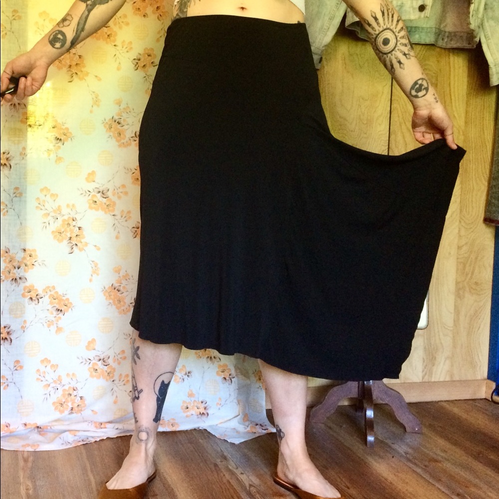 Y2K asymmetrical hem midi skirt
